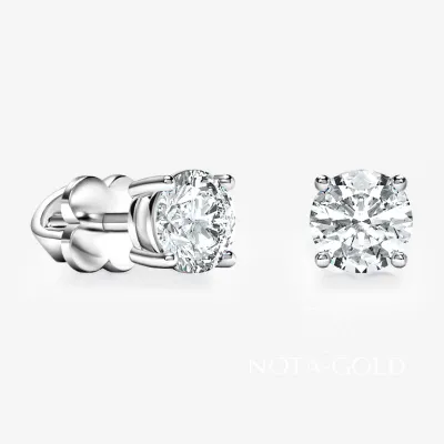 Женские серьги пусеты гвоздики с искусственными бриллиантами 0,5ct 5мм на четырех крапанах (Вес 2 гр.)