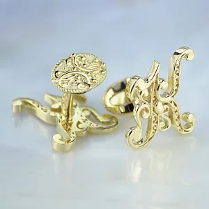 Эксклюзивные запонки из жёлтого золота с ажурными узорами (Вес 20 гр.)