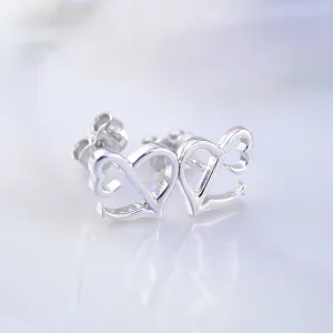 Серьги-пусеты Якорь и сердце из белого золота на защёлке (Вес 2 гр.)