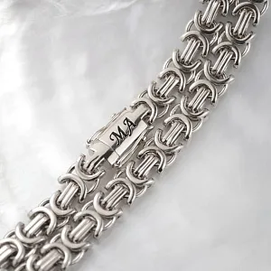 Серебряная цепочка эксклюзивное плетение Скарабей Плоский на заказ (Вес 74 гр.)