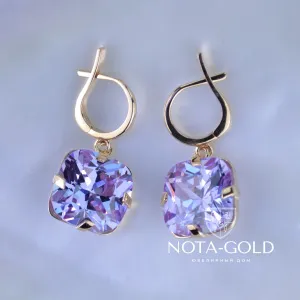 Золотые женские серьги из красного золота с топазами (Вес 5,5 гр.)