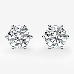 Женские серьги пусеты гвоздики с бриллиантами 0,65ct 5,7мм на шести крапанах (Вес 1,5 гр.)