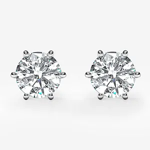 Женские серьги пусеты гвоздики с бриллиантами 0,65ct 5,7мм на шести крапанах (Вес 1,5 гр.)