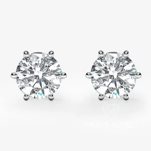 Женские серьги пусеты гвоздики с бриллиантами 0,65ct 5,7мм на шести крапанах (Вес 1,5 гр.)