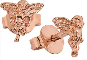 Женские серьги М24880 пусеты ангелочки из красного золота (Вес 1,7 гр.)