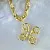 Мужской нательный крест тибетского Дордже двойной с золотой цепочкой Краб Большой из жёлтого золота (Вес: 177 гр.)