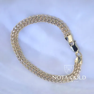 Браслет из жёлтого золота плетение Питон (Вес 20 гр.)