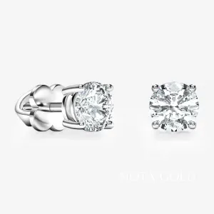 Женские серьги пусеты гвоздики с искусственными бриллиантами 0,5ct 5мм на четырех крапанах (Вес 2 гр.)