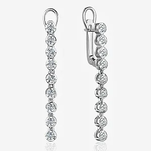 Серьги бриллиантовые дорожки из белого золота (Вес 6 гр.)