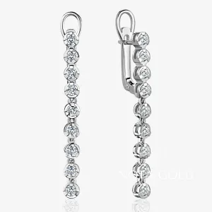 Серьги бриллиантовые дорожки из белого золота (Вес 6 гр.)