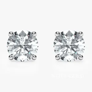 Женские серьги пусеты гвоздики с бриллиантами 0,5ct 5мм на четырех крапанах (Вес 2 гр.)
