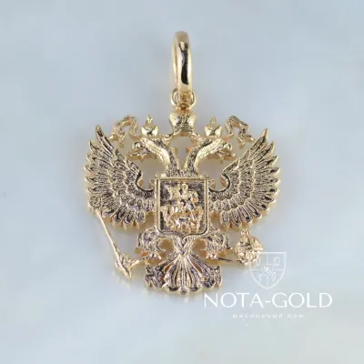 Кулон подвеска с гербом России двуглавый орёл из красного золота (Вес: 5 гр.)
