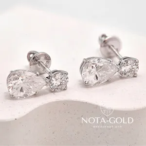 Серьги из белого золота с муассанитами (Вес: 4 гр.)
