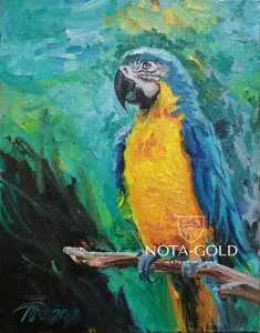 Картина маслом на холсте птица - Попугай 40x30 см