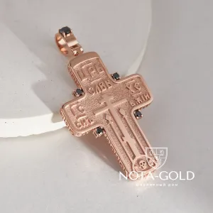 Крест из позолоченного серебра с чёрными фианитами (Вес: 17 гр.)
