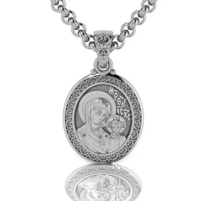 Серебряная иконка нательная образок Казанская Божья Матерь (Вес: 2 гр.)