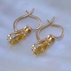 Серьги с цитринами из красного золота (Вес: 6,5 гр.)