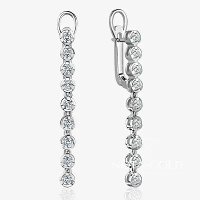 Серьги бриллиантовые дорожки из белого золота (Вес 6 гр.)