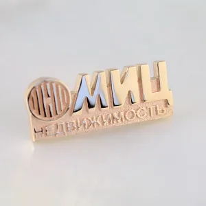 Золотой нагрудный значок из красного золота с логотипом компании (Вес 4 гр.)