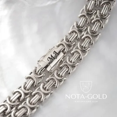 Серебряная цепочка эксклюзивное плетение Скарабей Плоский на заказ (Вес 74 гр.)