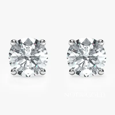 Женские серьги пусеты гвоздики с бриллиантами 0,5ct 5мм на четырех крапанах (Вес 2 гр.)