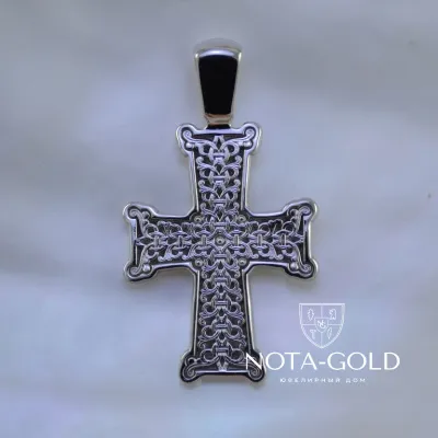 Крест из платины с орнаментом и чернением (Вес 13,5 гр.)