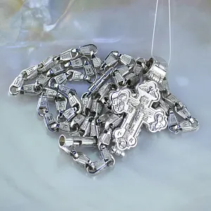 Серебряный православный крестик на цепочке с инициалами (Вес 45 гр.)