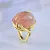 Женский перстень с крупным розовым кварцем 21,75ct и бриллиантами (Вес: 12,5 гр.)