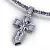 Большой клиновидный православный крест из золота с чёрными бриллиантами и эмалью (Вес: 23 гр.)