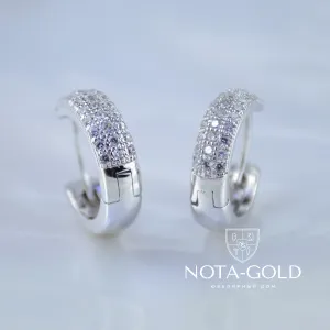 Серьги из белого золота с бриллиантами (Вес: 8 гр.)