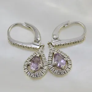 Серьги с топазами, аметистами из белого золота (Вес: 7 гр.)