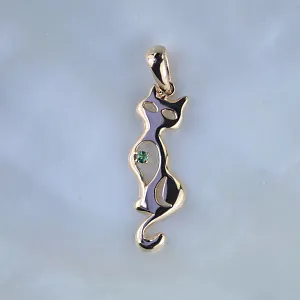 Подвеска кошка с изумрудом из красного золота (Вес: 3 гр.)
