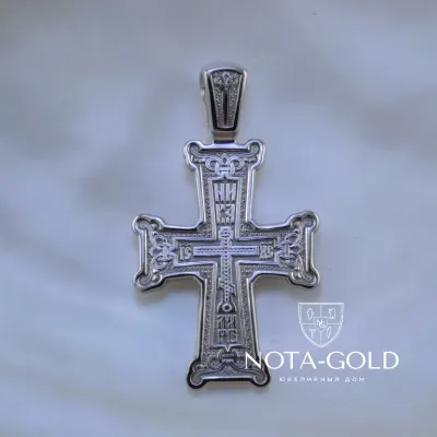 Крест из платины с орнаментом и чернением (Вес 13,5 гр.)
