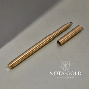 Сувенирная шариковая ручка из жёлтого сатинированного золота с поворотным механизмом классического дизайна (Вес 44 гр.)