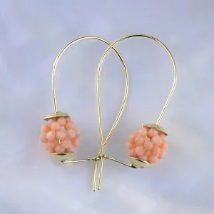 Золотые женские серьги из жёлтого золота с кораллом Клиента (Вес: 6 гр.)