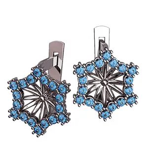 Женские серьги 40753 цветы из белого золота с сапфирами (Вес 2,4 гр.)