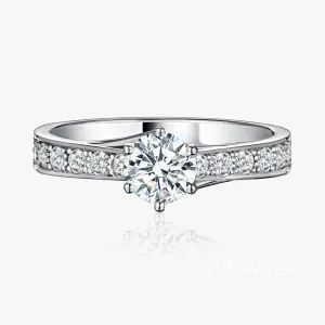 Кольцо из белого золота с лабораторным бриллиантом 0,7ct и дорожкой лабораторных бриллиантов (Вес 3,4 гр. )