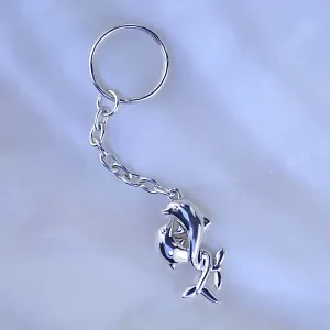 Брелок на ключи с дельфинами из серебра (Вес: 4,5 гр.)