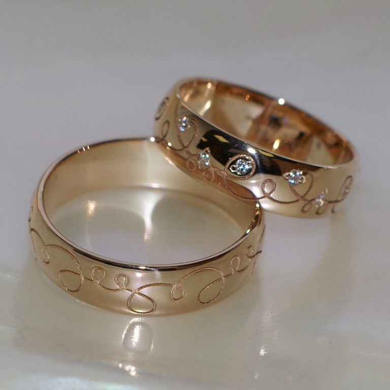 Обручальные кольца на заказ с узором (Вес пары: 9,5 гр.)