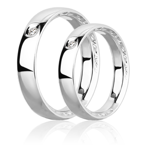 Обручальные кольца из платины с растительным орнаментом на торце на заказ (Вес пары: 16 гр.)