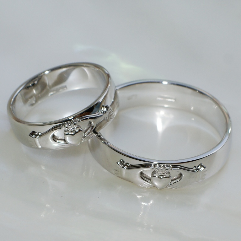 Кладдахские обручальные кольца из белого золота на заказ (Вес пары: 11,5 гр.)