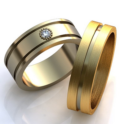 Гладкие обручальные кольца с бриллиантами на заказ (Вес пары: 10 гр.)