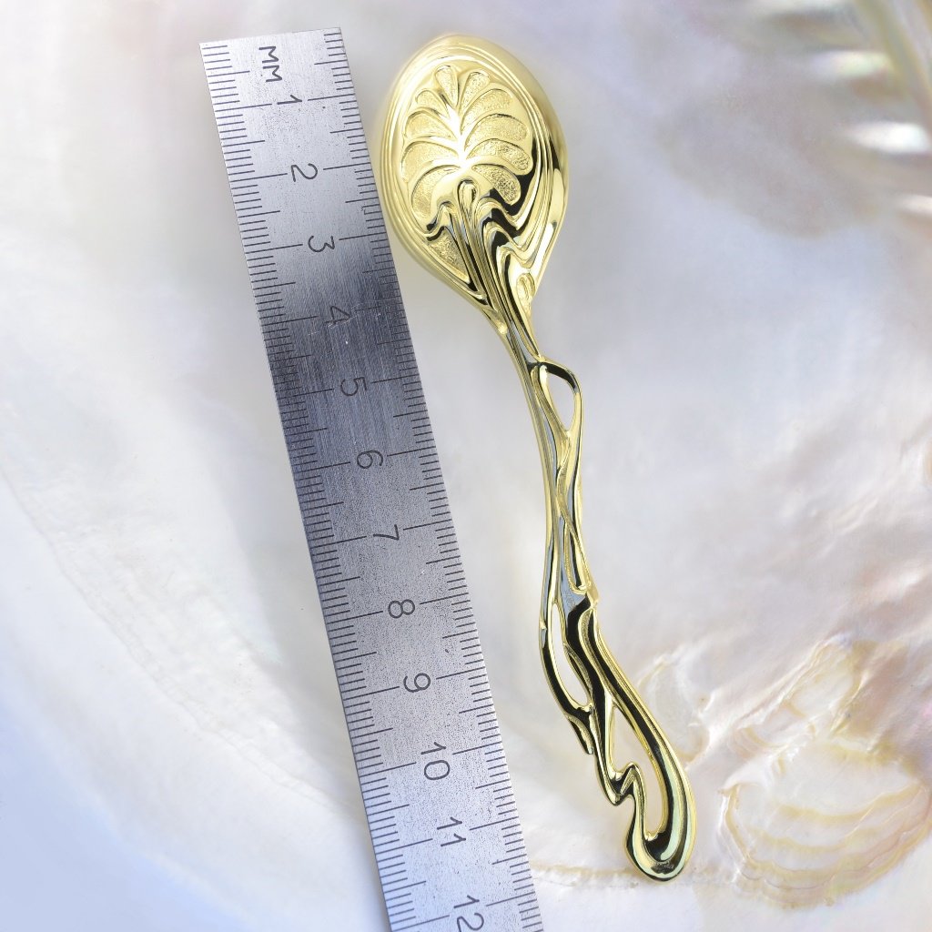 Подарочная золотая ложка из жёлтого золота с узором на заказ (Вес: 31 гр.)