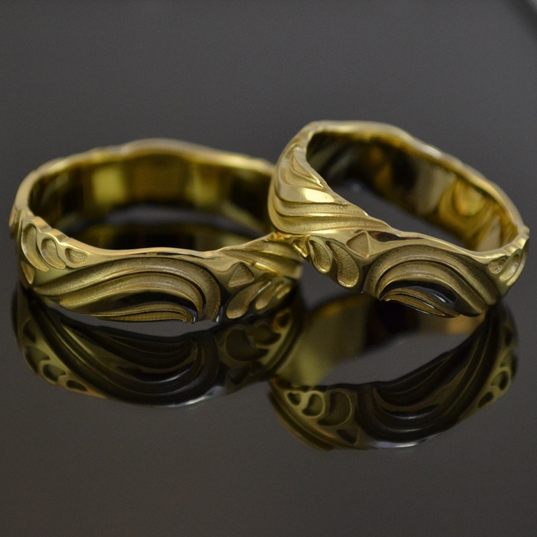 Обручальные кольца на заказ в растительном стиле (Вес пары: 16 гр.)