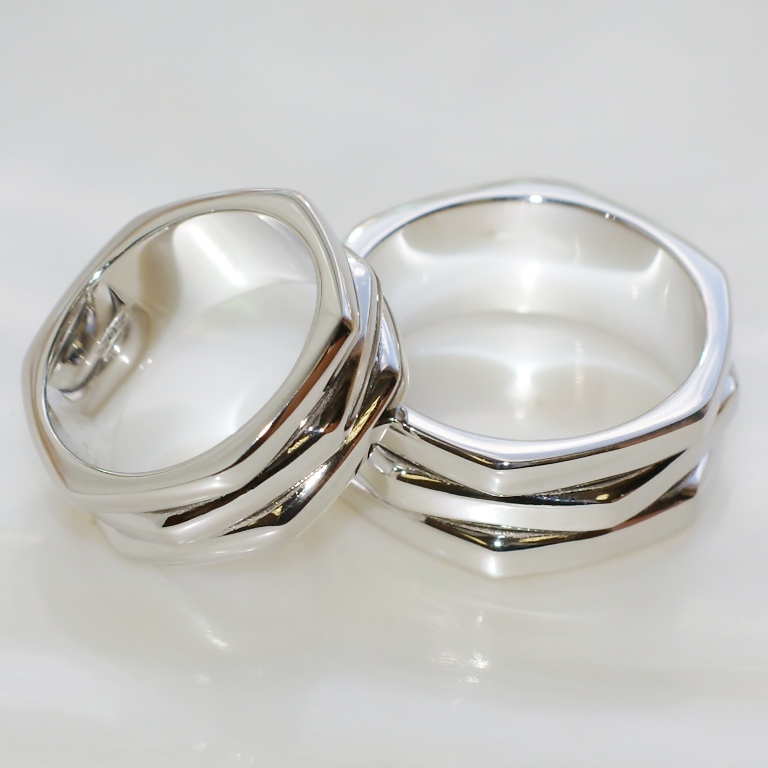 Эксклюзивные обручальные кольца в виде гайки на заказ (Вес пары: 23 гр.)