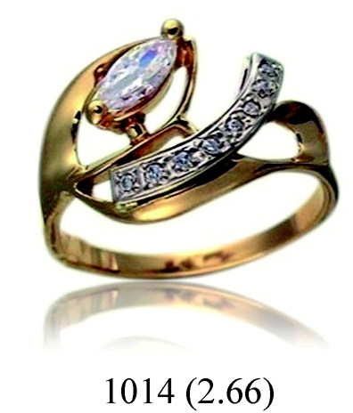 Кольцо изящной формы с бриллиантами 1014 (Вес: 2,66 гр.)