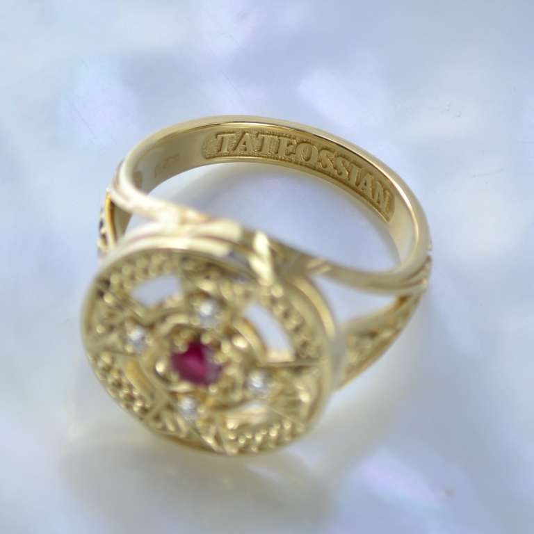 Печатка Кольцо всевластия Tateossian Ring (Кольцо Татеосса)  с крестом и орнаментом на заказ  (Вес: 7,4 гр.)
