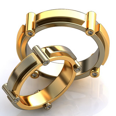 Обручальные кольца в техно стиле на заказ (Вес пары: 11 гр.)