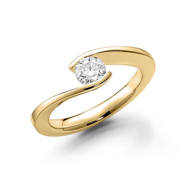 Кольцо из жёлтого золота с одним крупным бриллиантом 0.5 карат зажатым в лапки (Вес: 3 гр.)