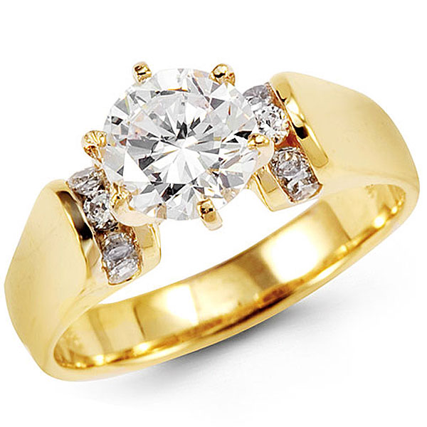 Помолвочное кольцо из желтого золота с пятью бриллиантами 0,76 карат (Вес: 6 гр.)